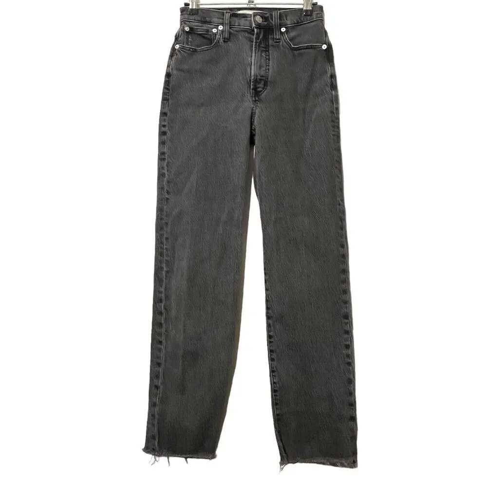 Madewell The‎ Perfect Vintage Straight Jeans Lunar Wash Raw Hem Women’s Size 24